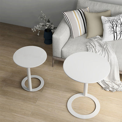 Contemporary Scandinavian Iron Round O-Shaped End Table 2-Tier For Living Room