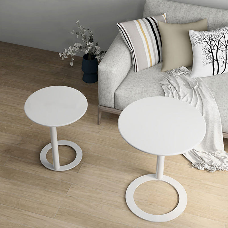 Contemporary Scandinavian Iron Round O-Shaped End Table 2-Tier For Living Room