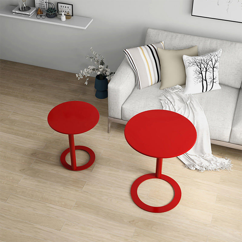 Contemporary Scandinavian Iron Round O-Shaped End Table 2-Tier For Living Room