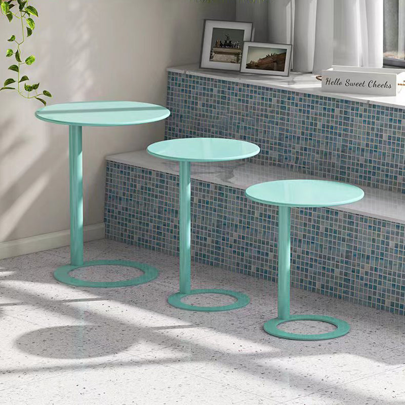 Contemporary Scandinavian Iron Round O-Shaped End Table 2-Tier For Living Room