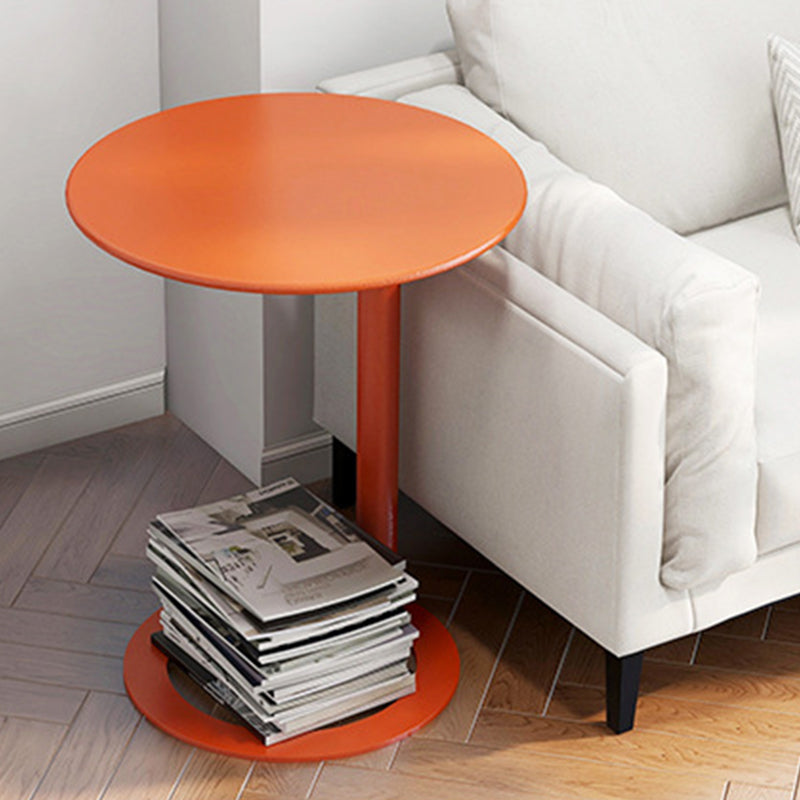 Contemporary Scandinavian Iron Round O-Shaped End Table 2-Tier For Living Room