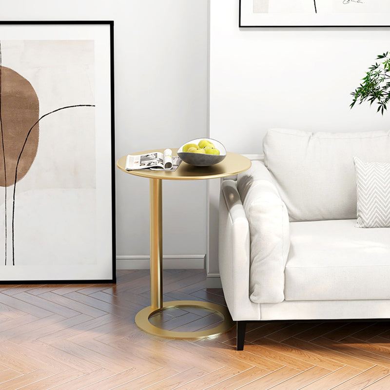 Contemporary Scandinavian Iron Round O-Shaped End Table 2-Tier For Living Room