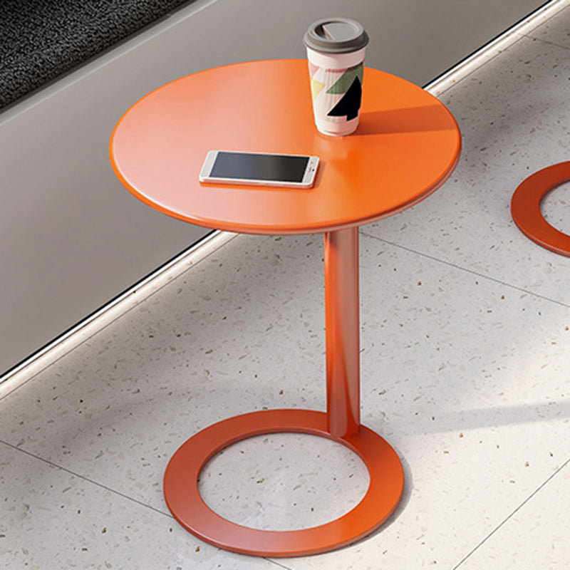 Contemporary Scandinavian Iron Round O-Shaped End Table 2-Tier For Living Room