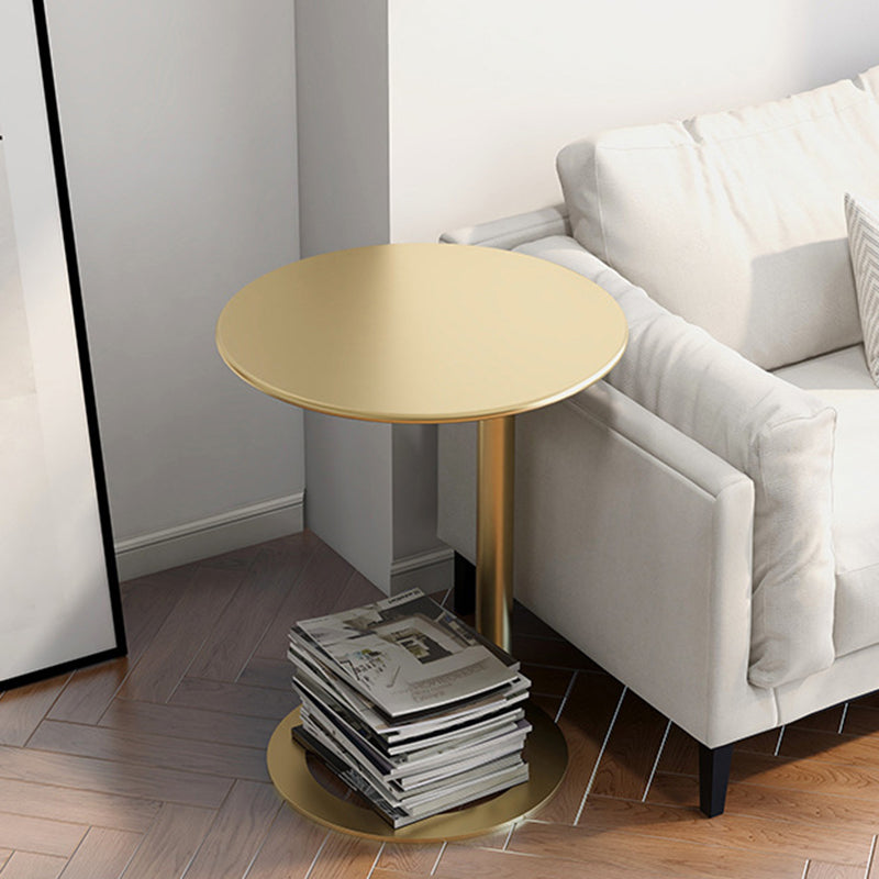 Contemporary Scandinavian Iron Round O-Shaped End Table 2-Tier For Living Room