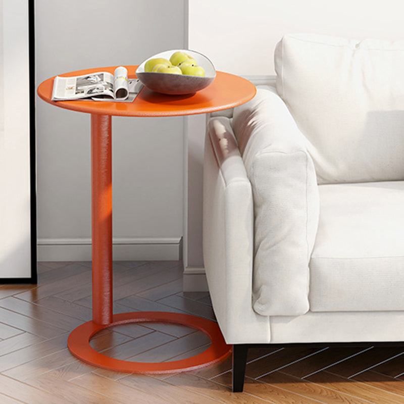 Contemporary Scandinavian Iron Round O-Shaped End Table 2-Tier For Living Room