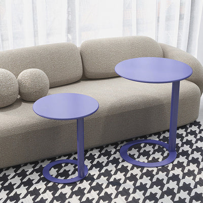 Contemporary Scandinavian Iron Round O-Shaped End Table 2-Tier For Living Room