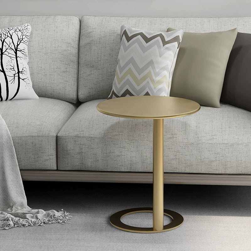 Contemporary Scandinavian Iron Round O-Shaped End Table 2-Tier For Living Room