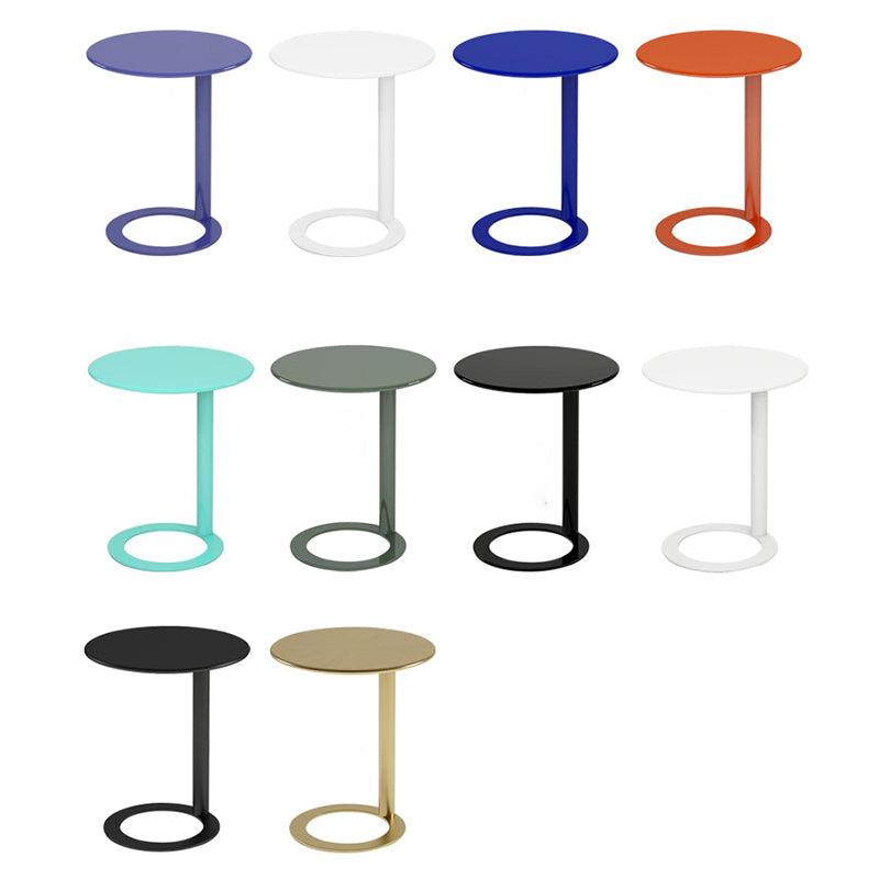 Contemporary Scandinavian Iron Round O-Shaped End Table 2-Tier For Living Room