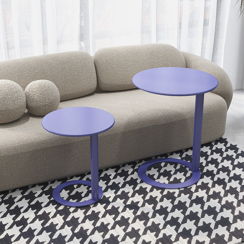 Contemporary Scandinavian Iron Round O-Shaped End Table 2-Tier For Living Room
