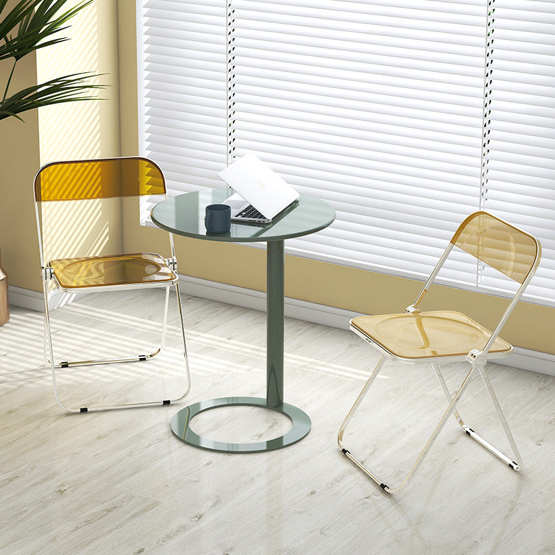 Contemporary Scandinavian Iron Round O-Shaped End Table 2-Tier For Living Room