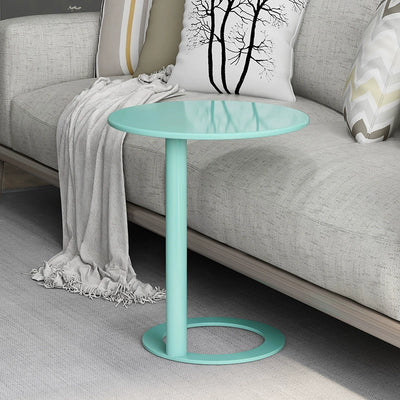 Contemporary Scandinavian Iron Round O-Shaped End Table 2-Tier For Living Room