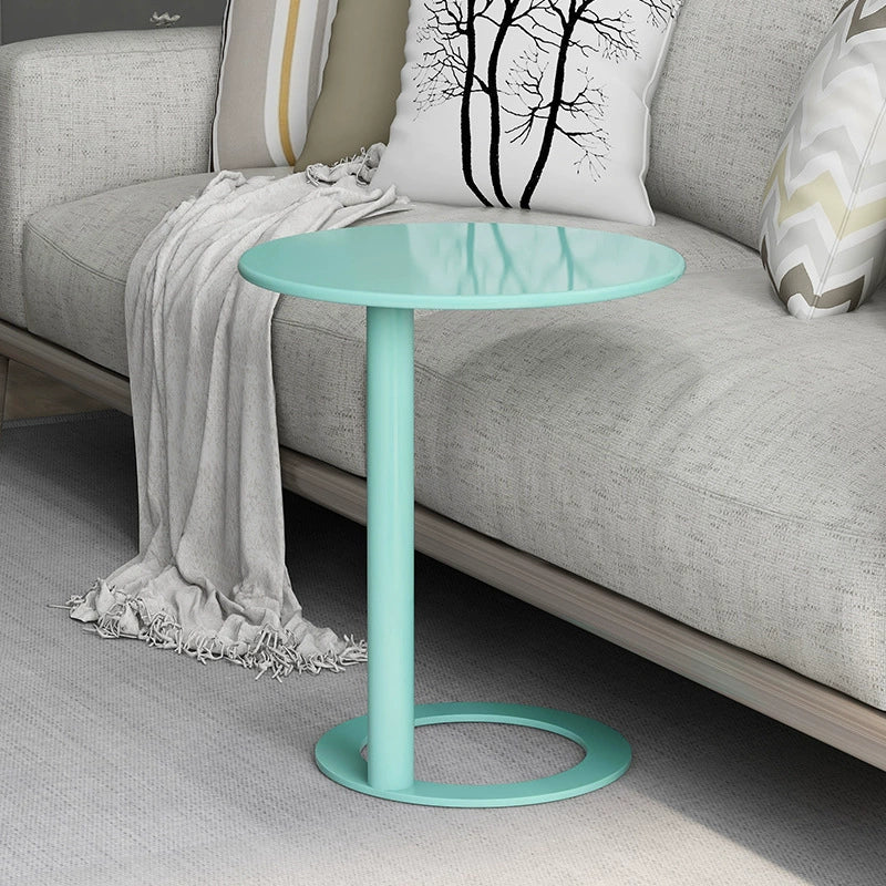 Contemporary Scandinavian Iron Round O-Shaped End Table 2-Tier For Living Room