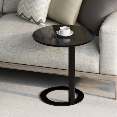 Contemporary Scandinavian Iron Round O-Shaped End Table 2-Tier For Living Room