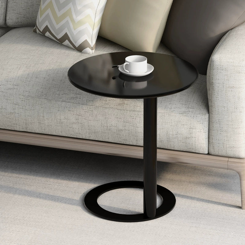 Contemporary Scandinavian Iron Round O-Shaped End Table 2-Tier For Living Room