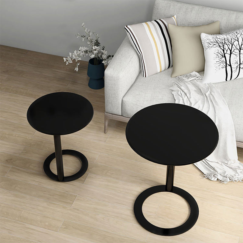 Contemporary Scandinavian Iron Round O-Shaped End Table 2-Tier For Living Room