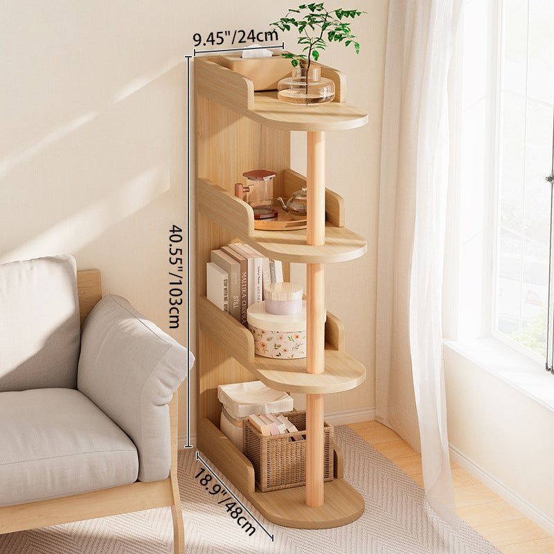 Modern Minimalist MDF Pine Wood Oval Side Table Storage Rack 3/4 Tier For Living Room