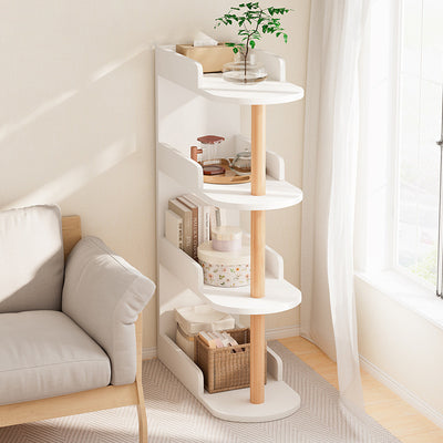 Modern Minimalist MDF Pine Wood Oval Side Table Storage Rack 3/4 Tier For Living Room