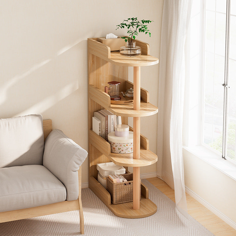 Modern Minimalist MDF Pine Wood Oval Side Table Storage Rack 3/4 Tier For Living Room