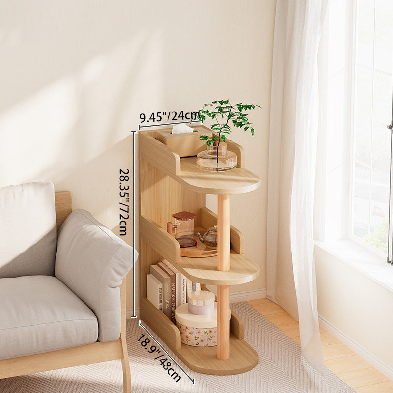 Modern Minimalist MDF Pine Wood Oval Side Table Storage Rack 3/4 Tier For Living Room