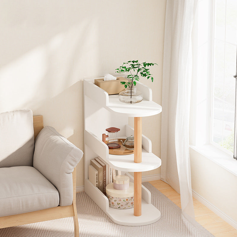 Modern Minimalist MDF Pine Wood Oval Side Table Storage Rack 3/4 Tier For Living Room