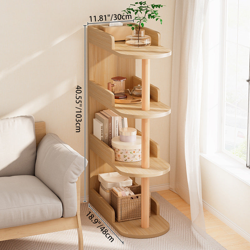 Modern Minimalist MDF Pine Wood Oval Side Table Storage Rack 3/4 Tier For Living Room