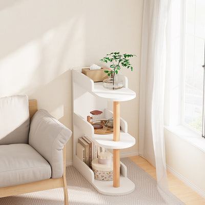 Modern Minimalist MDF Pine Wood Oval Side Table Storage Rack 3/4 Tier For Living Room