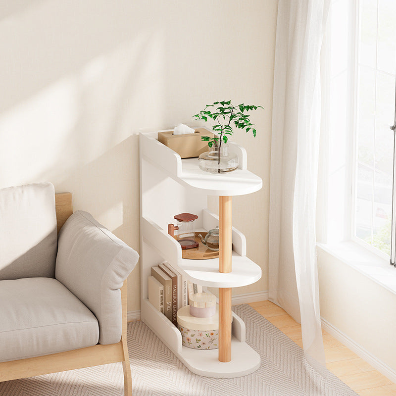 Modern Minimalist MDF Pine Wood Oval Side Table Storage Rack 3/4 Tier For Living Room