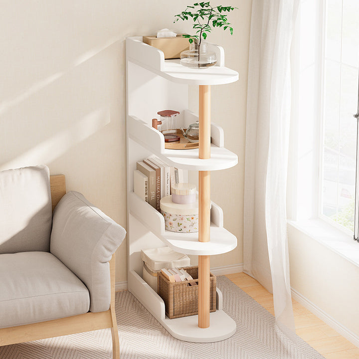 Moderner minimalistischer MDF-Kiefernholz-Ovaler Beistelltisch mit Ablage 3/4 Ebenen für Wohnzimmer 