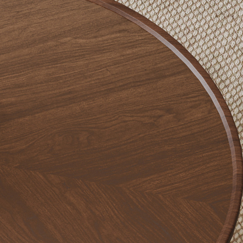 Table basse elliptique en bois massif nordique contemporain avec grain de bois et 1 tiroir pour salon 