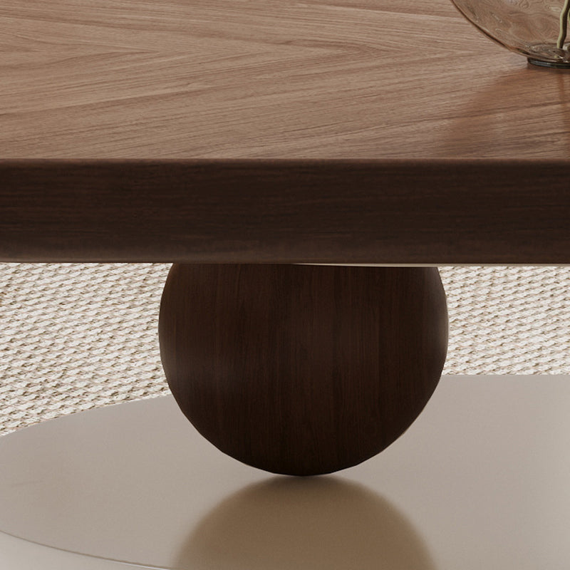 Table basse elliptique en bois massif nordique contemporain avec grain de bois et 1 tiroir pour salon 