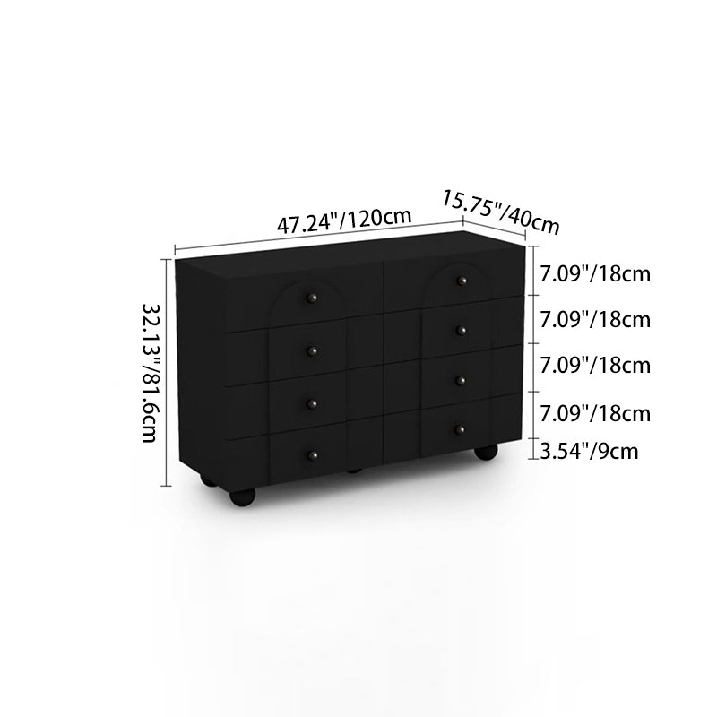 Modern Minimalist Plate Rectangular Sphere Leg Nightstand 4/6/8 Drawer For Bedroom