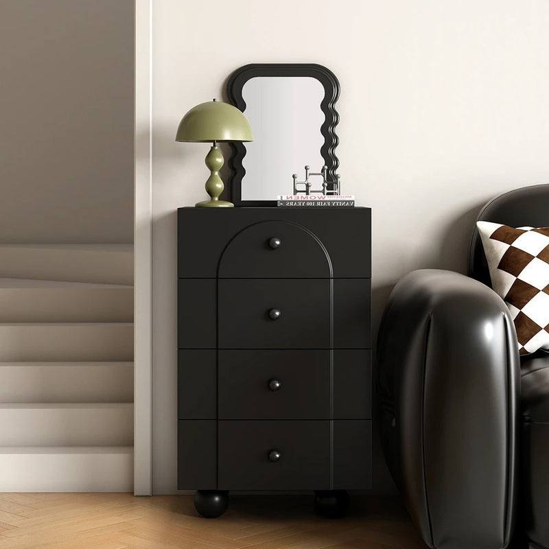Modern Minimalist Plate Rectangular Sphere Leg Nightstand 4/6/8 Drawer For Bedroom