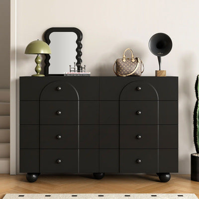 Modern Minimalist Plate Rectangular Sphere Leg Nightstand 4/6/8 Drawer For Bedroom