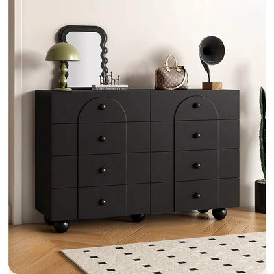Modern Minimalist Plate Rectangular Sphere Leg Nightstand 4/6/8 Drawer For Bedroom