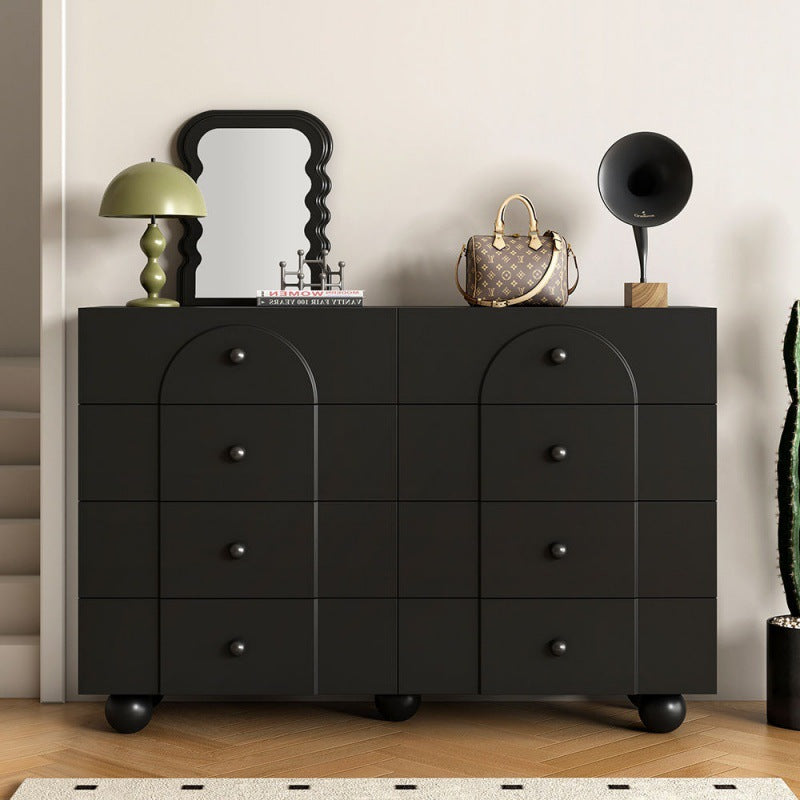 Modern Minimalist Plate Rectangular Sphere Leg Nightstand 4/6/8 Drawer For Bedroom