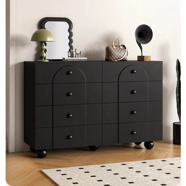Modern Minimalist Plate Rectangular Sphere Leg Nightstand 4/6/8 Drawer For Bedroom