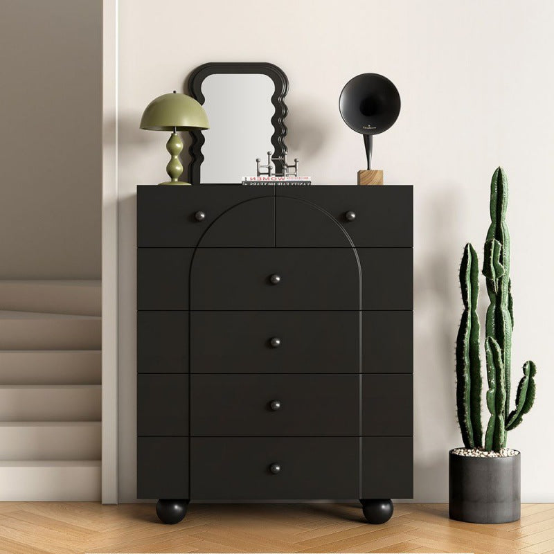 Modern Minimalist Plate Rectangular Sphere Leg Nightstand 4/6/8 Drawer For Bedroom