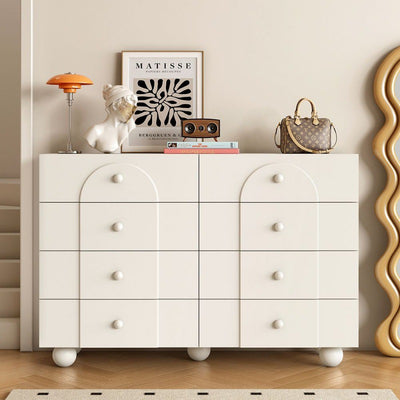 Modern Minimalist Plate Rectangular Sphere Leg Nightstand 4/6/8 Drawer For Bedroom