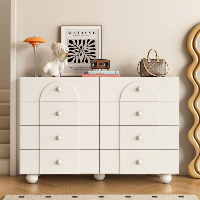 Modern Minimalist Plate Rectangular Sphere Leg Nightstand 4/6/8 Drawer For Bedroom
