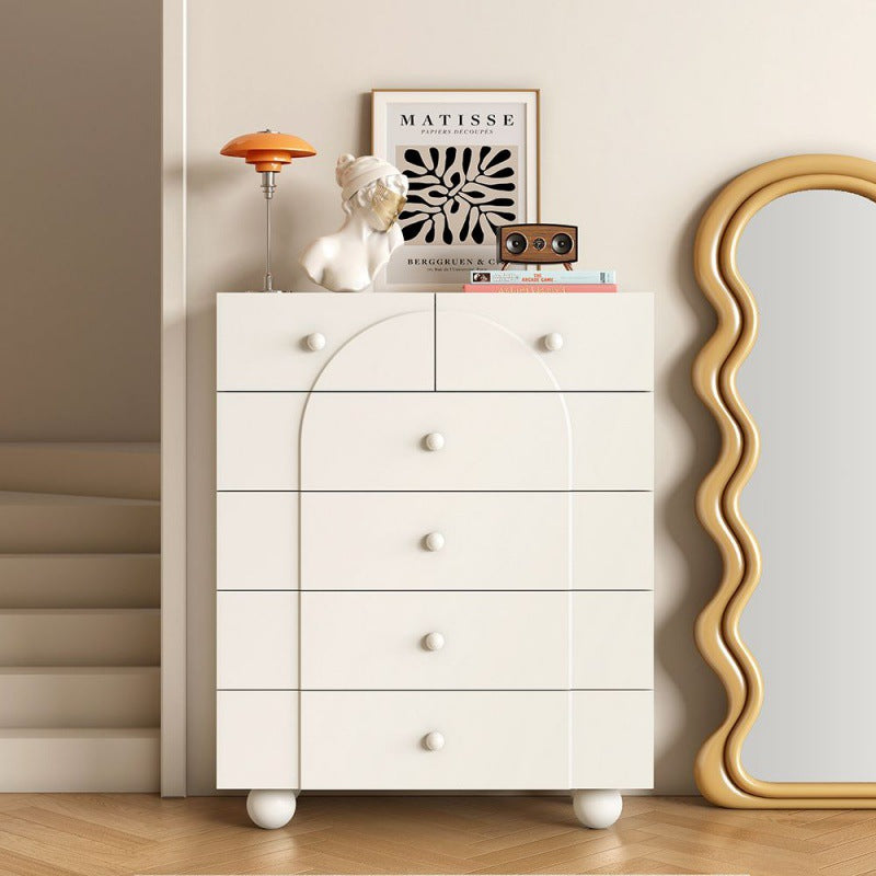 Modern Minimalist Plate Rectangular Sphere Leg Nightstand 4/6/8 Drawer For Bedroom