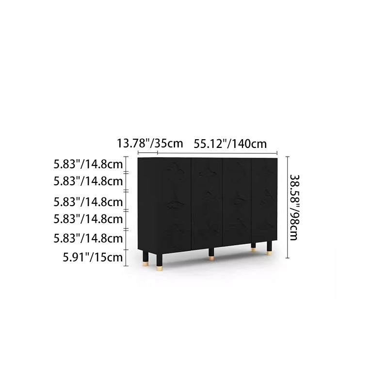 Rangement à chaussures 5 niveaux pour entrée en métal rectangulaire rétro contemporain avec motif étoilé floral en panneau de fibres 