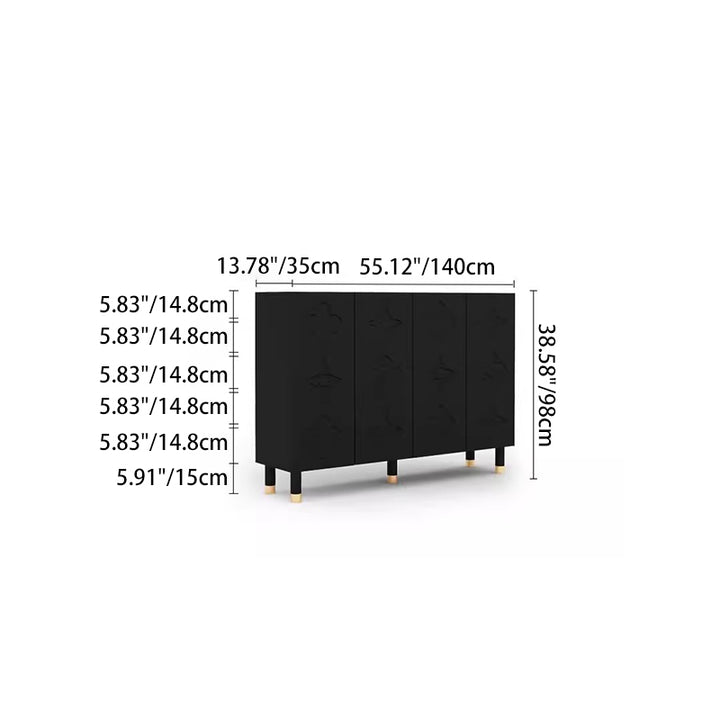 Rangement à chaussures 5 niveaux pour entrée en métal rectangulaire rétro contemporain avec motif étoilé floral en panneau de fibres 