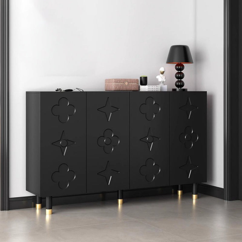 Rangement à chaussures 5 niveaux pour entrée en métal rectangulaire rétro contemporain avec motif étoilé floral en panneau de fibres 