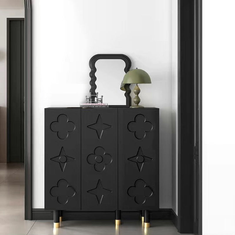 Rangement à chaussures 5 niveaux pour entrée en métal rectangulaire rétro contemporain avec motif étoilé floral en panneau de fibres 