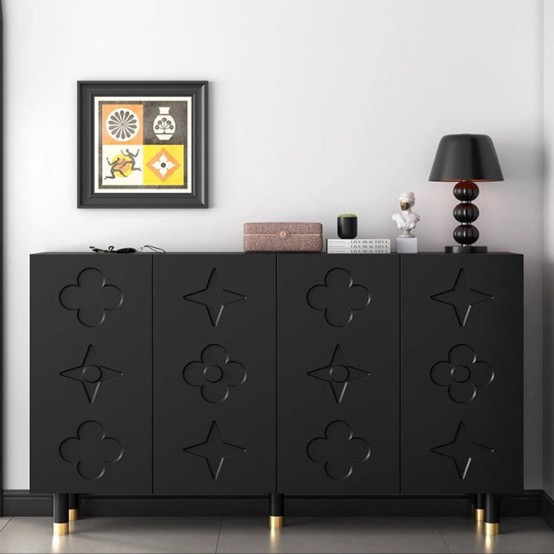 Rangement à chaussures 5 niveaux pour entrée en métal rectangulaire rétro contemporain avec motif étoilé floral en panneau de fibres 