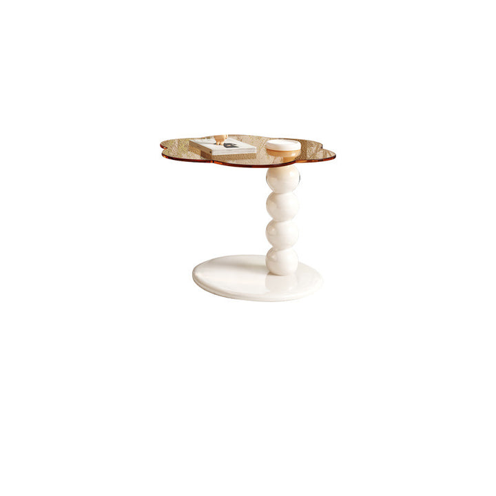 Table basse ronde florale en bois renforcé de fibre de verre traditionnelle française avec 1 tiroir rotatif pour salon 
