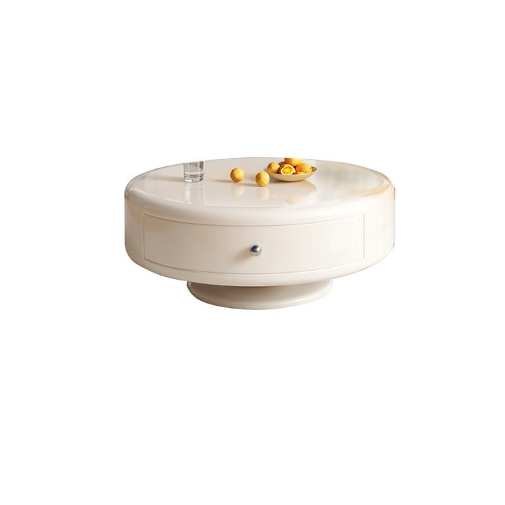 Table basse ronde florale en bois renforcé de fibre de verre traditionnelle française avec 1 tiroir rotatif pour salon 