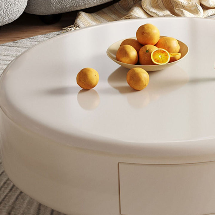 Table basse ronde florale en bois renforcé de fibre de verre traditionnelle française avec 1 tiroir rotatif pour salon 