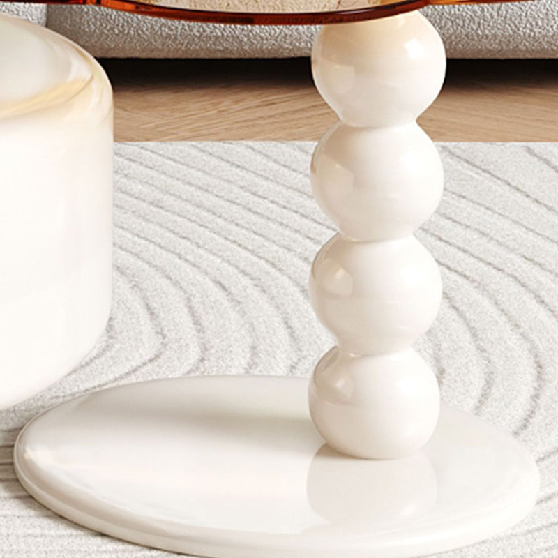 Table basse ronde florale en bois renforcé de fibre de verre traditionnelle française avec 1 tiroir rotatif pour salon 