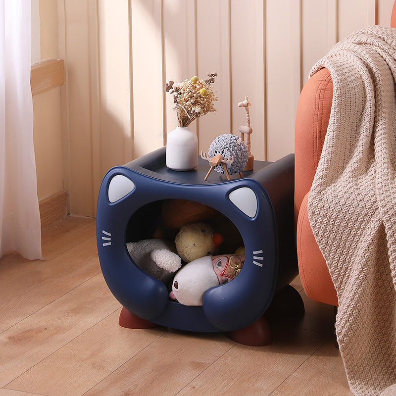 Contemporary Creative PP Kids Cartoon Cat Nightstand 1-Storage Stackable For Bedside